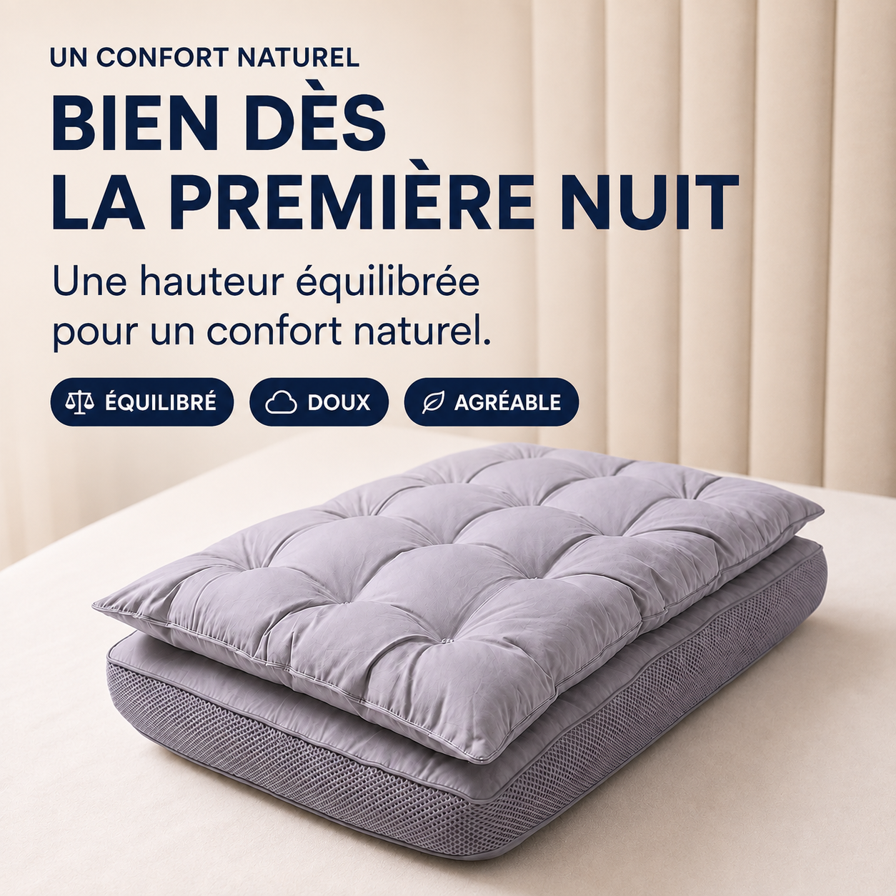 OREILLER 2 EN 1 CONFORT+