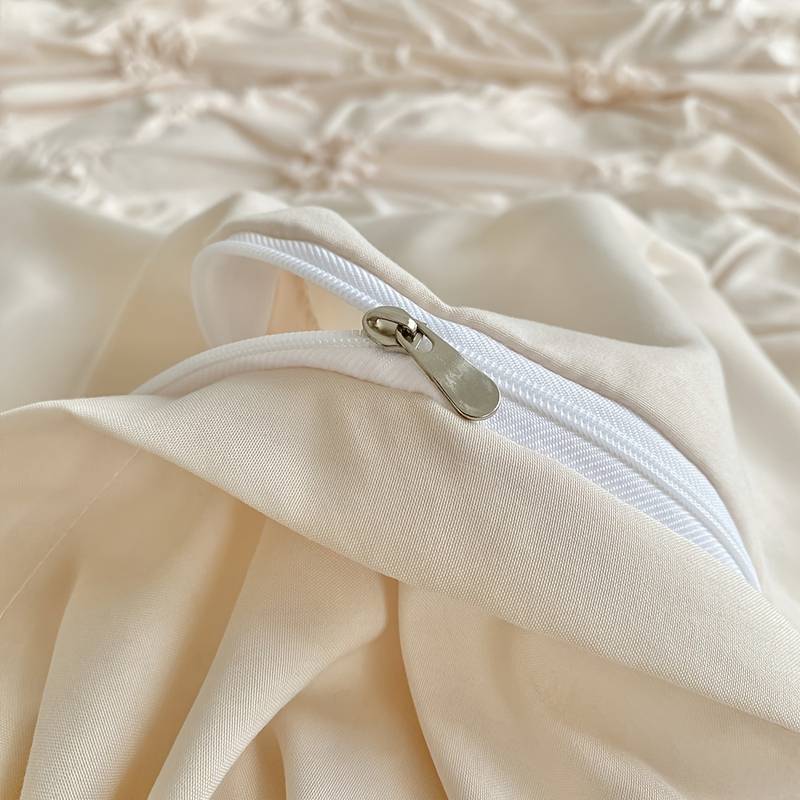 Fermeture zippée discrète de la housse de couette beige