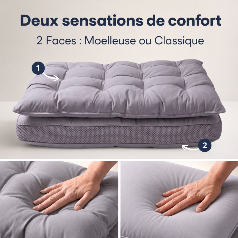 OREILLER 2 EN 1 CONFORT+
